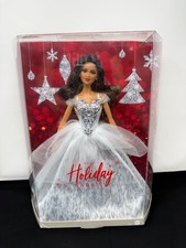 Barbie Signature 2021 Holiday Doll: Brunette Hair in Silver Gown, 12-Inch Doll