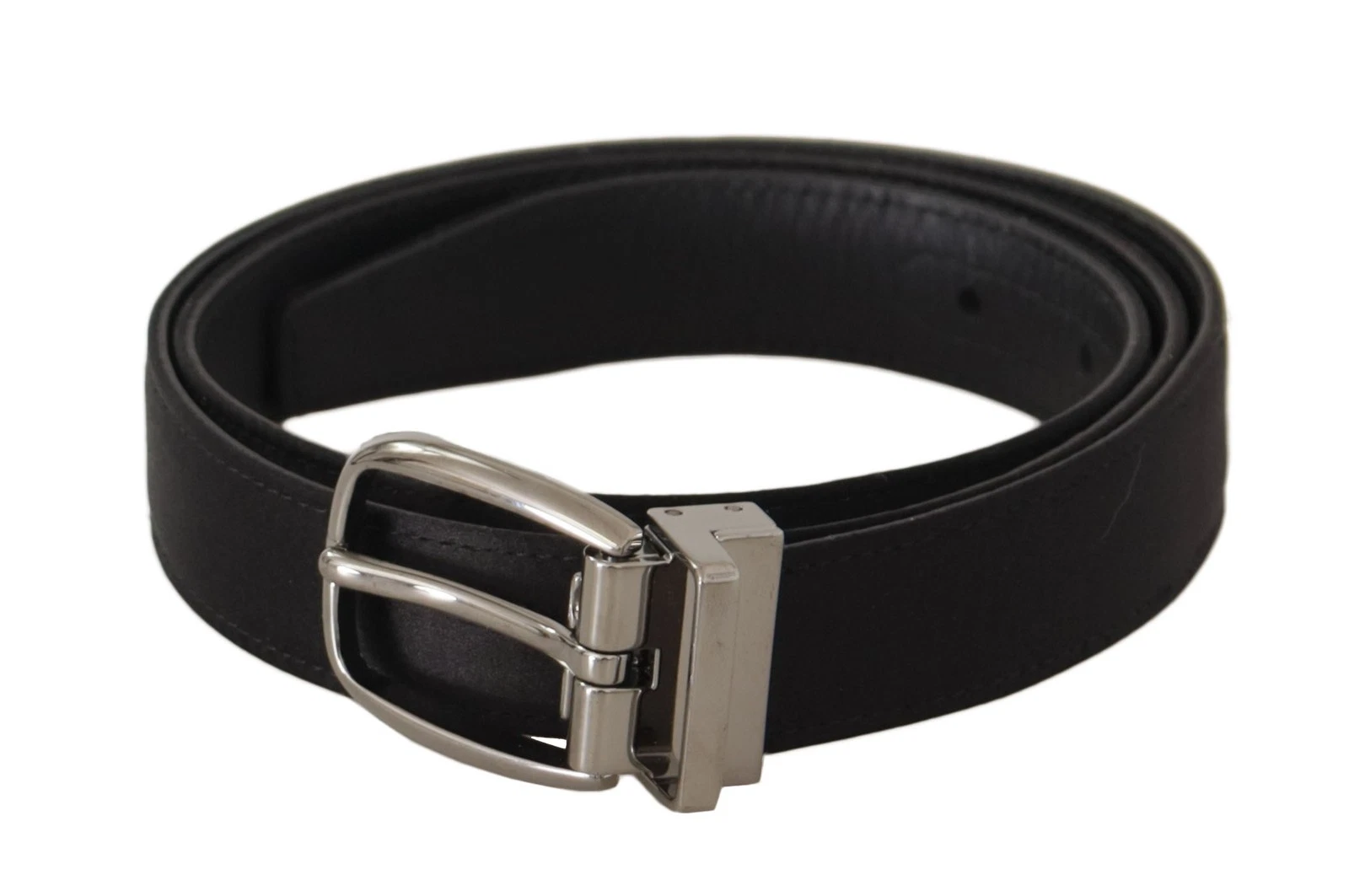 Dolce & Gabbana Elegante Seta Cintura IN Pelle con Logo Uomo Fibbia Originale