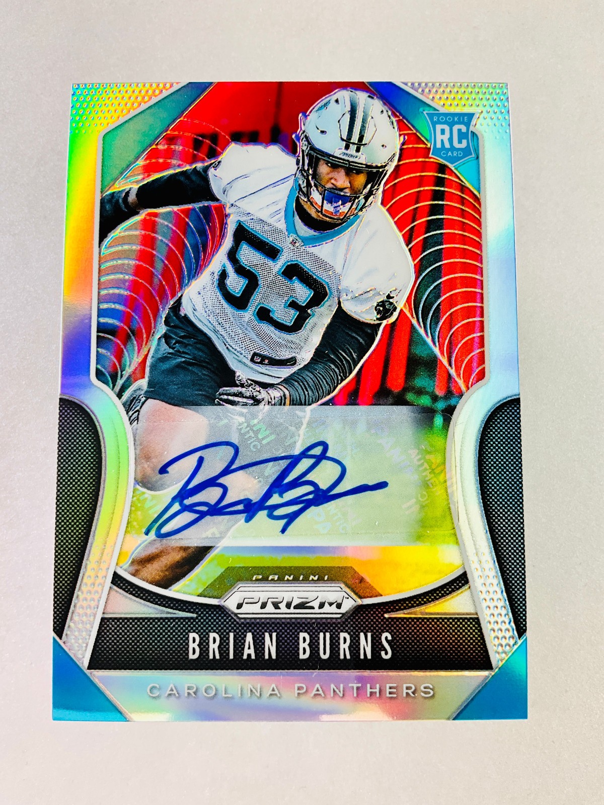 2019 Panini Prizm Football #318 Brian Burns Silver Prizm Rookie Auto Panthers