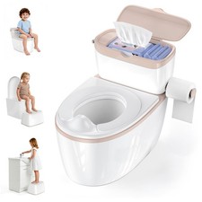 3-in-1 Toddler Potty Training Toilet with Flushing Sound, Wipes Storage  Toi...
