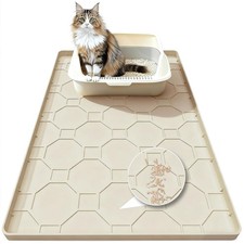 Large Cat Mat for Litter Box,34" X 22" Silicone Cat Litter Mats, Non-Slip Wat...