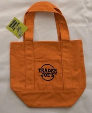 Trader Joe's 2025 Orange-colored Mini Canvas Tote Bag -  Rare HTF