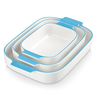 MALACASA Casserole Dishes for Oven, Ceramic Baking Dishes Set of 3, Rectangul...