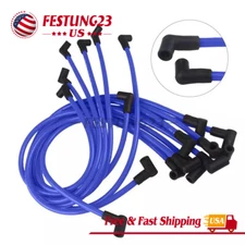 9Pcs Spark Plug Wires Blue 10.5mm For Chevy 350 400 327 307 383 SBC 454 366 396