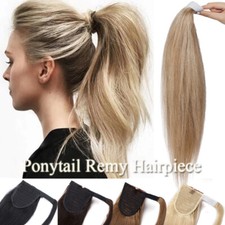 HIGHLIGHT Thick Wrap Around Ponytail Clip In Remy Human Hair Extension Pony Tail