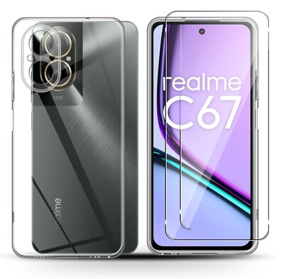 FOR REALME C67 4G CLEAR CASE COVER + TEMPERED GLASS FILM C 67
