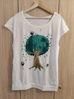 Tree bird print T-Shirt with pockets Loose fit Soft Cotton UK