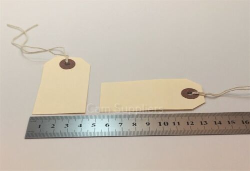 Manila Brown Buff Strung Tie On Tag Labels Retail Luggage Tags with String - Picture 7 of 10