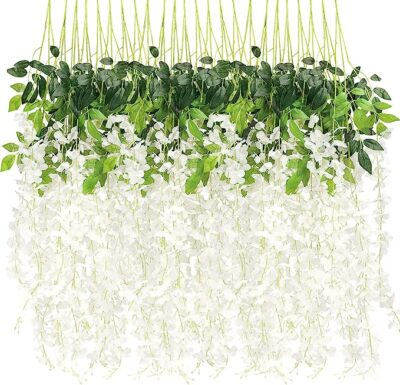#ad EZFLOWERY 6 Pack 3.6 Feet Artificial Wisteria Vine Hanging Flowers Garland Silk $9.98