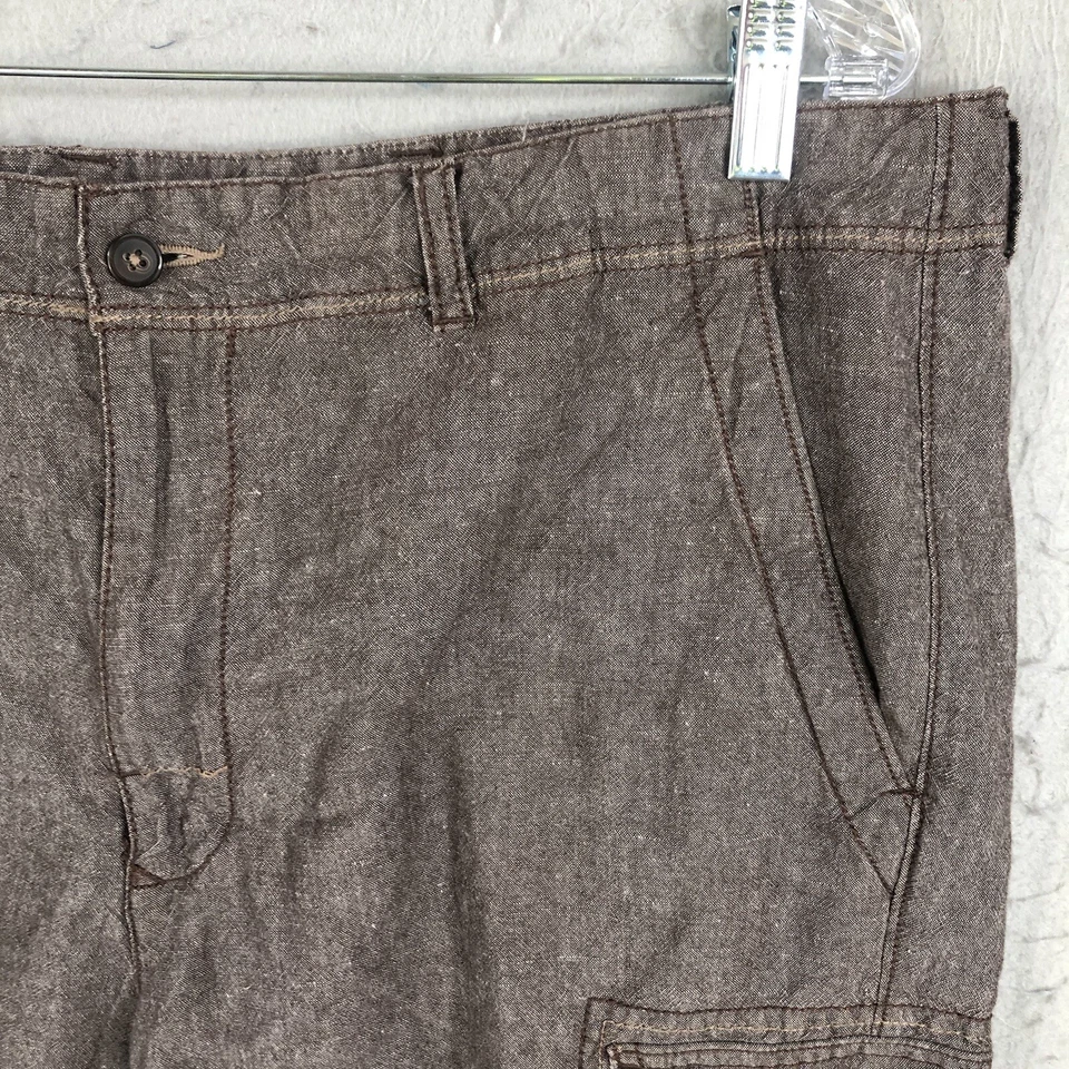 Pantalones Cortos Cubavera Para Hombre 38 Marrón Mezcla de Lino Carga Paracaidista Playa Informal Foto 2 de 4