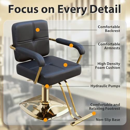 Stylist Chairs for Salon, 360 Degree Rotating Barber Chair Hydraulic