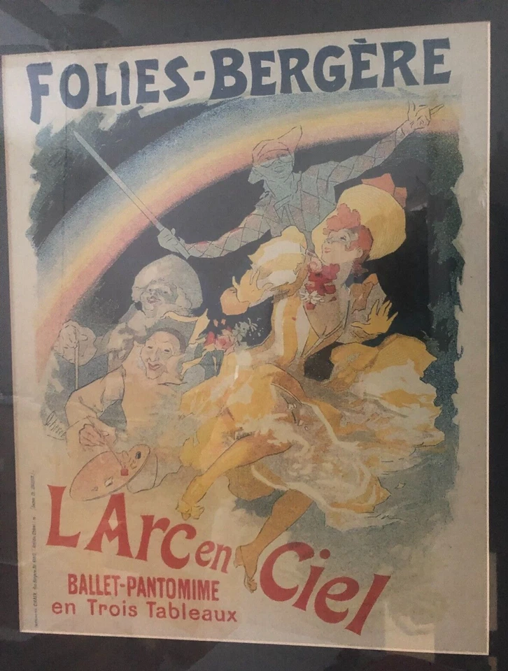 Folies Bergere - Litografía/Póster vintage años 80/90 en tapete/marco original 30,5x24,5" Foto 2 de 4