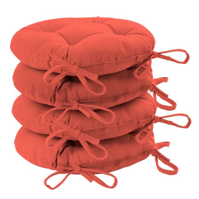 4x Round Garden Chair Seat Cushions Cotton Polyester Outdoor Dining Paprika NZ10280