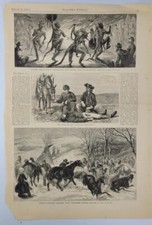 George Armstrong Custer 1869 vintage print  Indian Scouts Celebrating etc