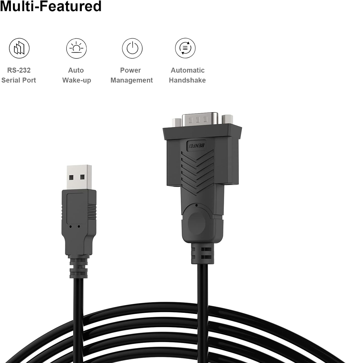 BENFEI USB to Serial Cable 1.8M, USB to RS232/DB99pin Adapter