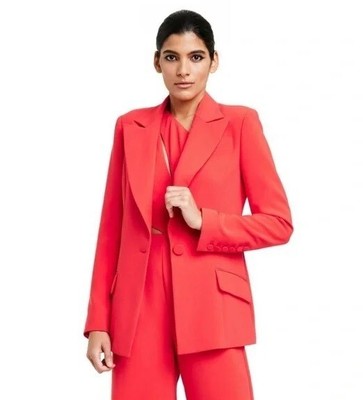 Sergio Hudson Women's Size 2X Red Strong Shoulder Tailored One Button Blazer