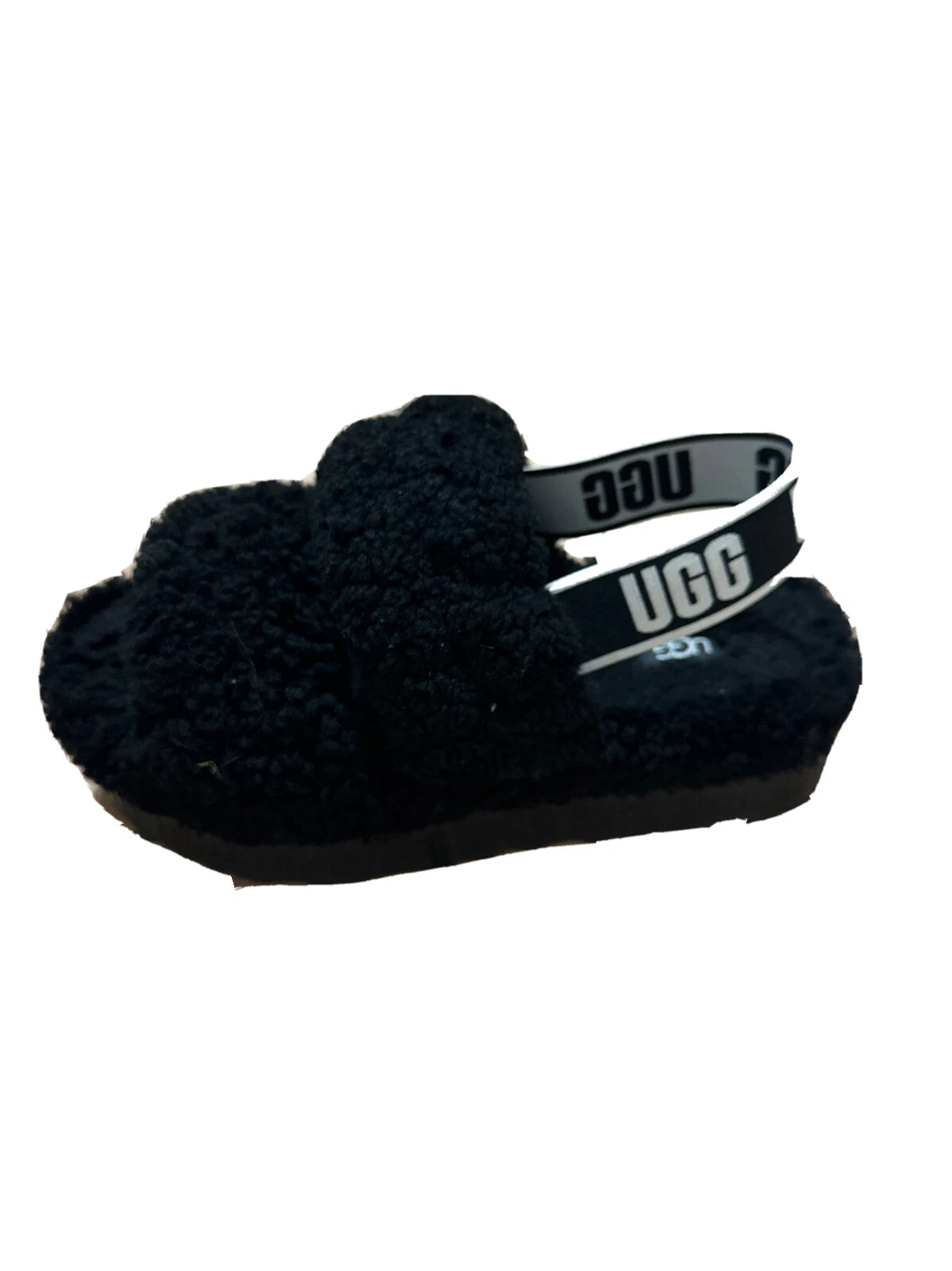 NUOVO! Sandali pantofole UGG Fluff Yeah Slide taglia 8 neri peluche
