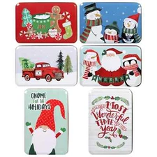 Christmas Tins Santa, Gnomes, Snowman, Penguins +❄️2 Sizes 6 designs YOU CHOOSE