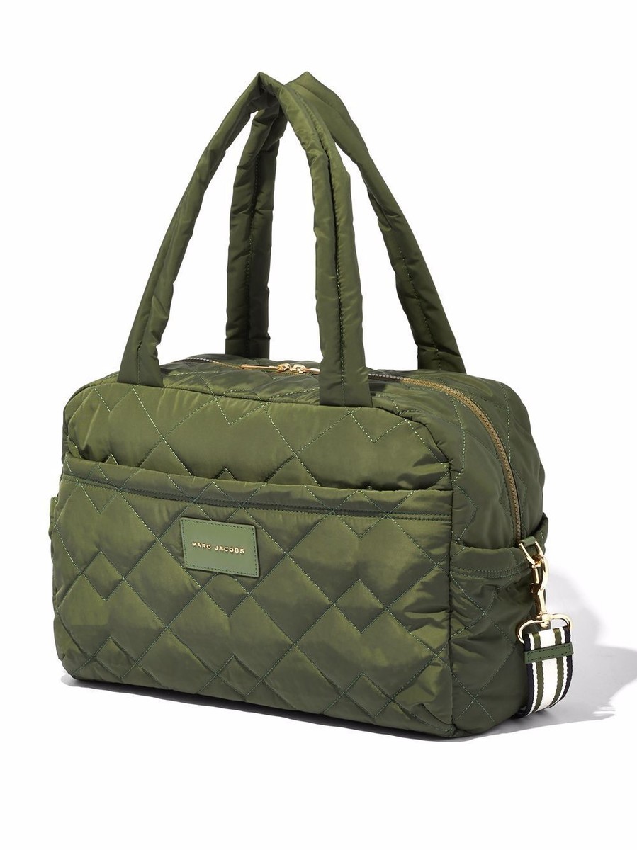 Marc Jacobs Quilted Nylon Medium Weekender Travel Bag Dark Green