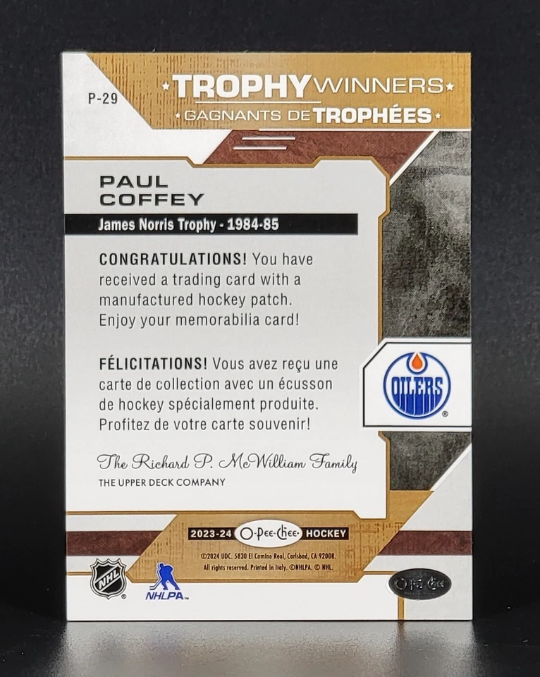 2023-24 O-Pee-Chee Trophy Winners #P-29 Paul Coffey - Image 2 of 2
