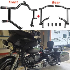 Highway Engine Crash Bar & Saddlebag Guards Fit For Harley Touring 09-25 Black