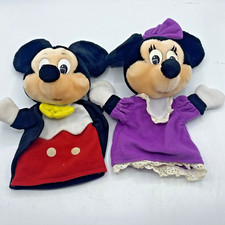 Vintage Disney Set Of 2 Plush Mickey Mouse Minnie Mouse Hand Puppets