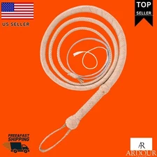 Real Cowhide Leather Bullwhip 04 to 12 Feet long 16 Plaits Indiana Jones whip
