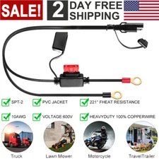 12V Motorcycle Battery Charger Terminal Ring Connector Cable Harness SAE Adapter