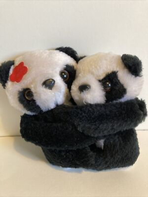Applause Black White Hugging Houbigant Pandas Plush Toy 5  Vintage 1987 #30072