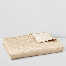 Hudson Park King Coverlet Gold Champagne Rippled Quilted Rtl $470