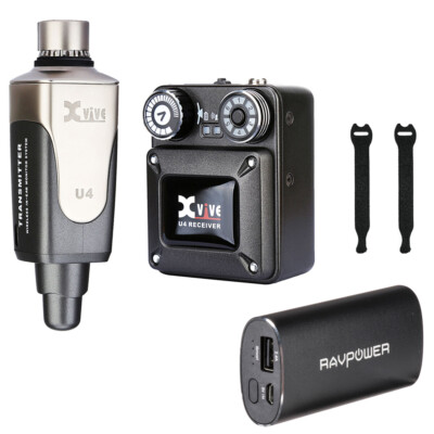 Xvive U4 In-Ear Monitor Wireless System w/ External Charger & 2X 10-Pack Straps