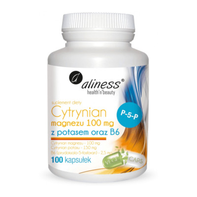 ALINESS Magnesiumcitrat + Kalium + B6 (P-5-P) 100 Kapseln | Muskeln & Nerven