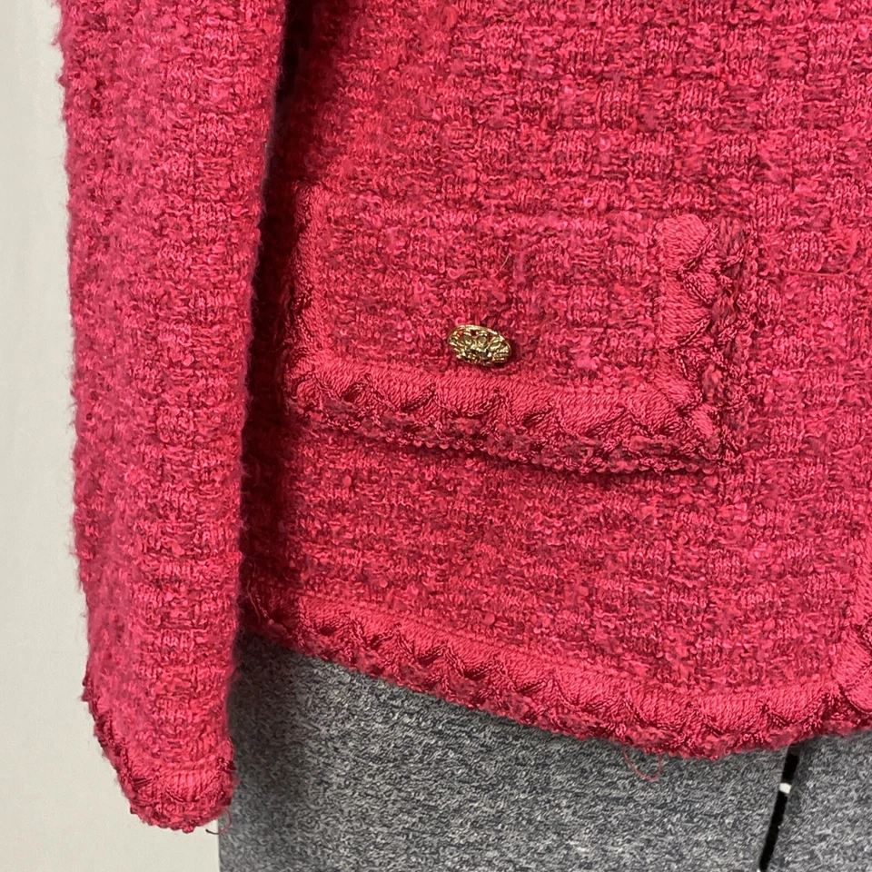 Blazer vintage Castleberry Boucle talla pequeña rojo tweed mezcla de lana Foto 3 de 4