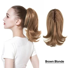NEW Claw Clip Ponytail Extension 12 Inch Short Brown Blonde Synthetic Hair Piece