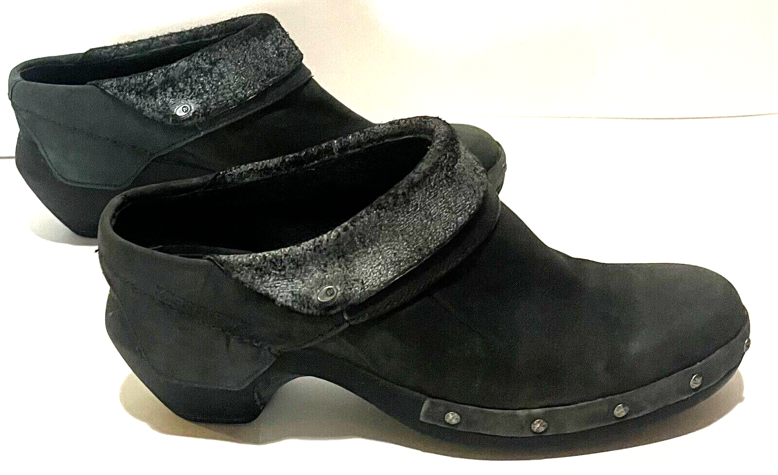 MERRELL Luxe Wrap 38 5 stivaletti neri in pelle con borchie zoccoli slip on mules 8 J68678