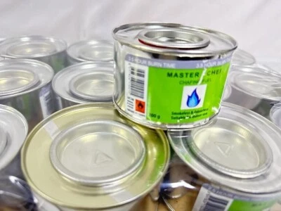 MASTER CHEF BOX OF 72 TINS 3.5 HOURS BURN CHAFING DISH GEL FUEL - FOR CHAFING SETS 200G EACH