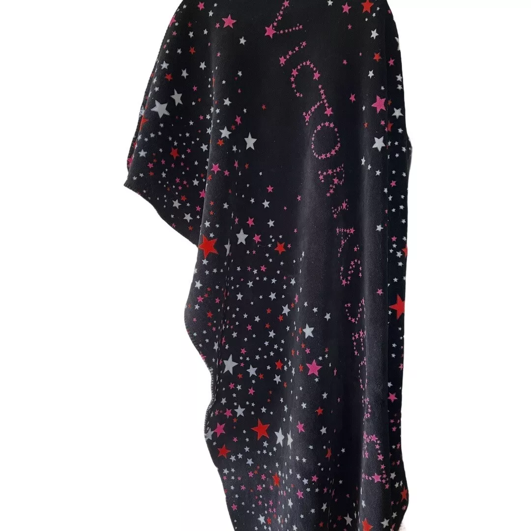 Victorias Secret Multicolored Pink White Red Stars Throw Sherpa Blanket