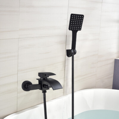 Schwarz Dusch Badewannenarmatur Wasserfall Wasserhahn Wannenarmatur Badarmatur
