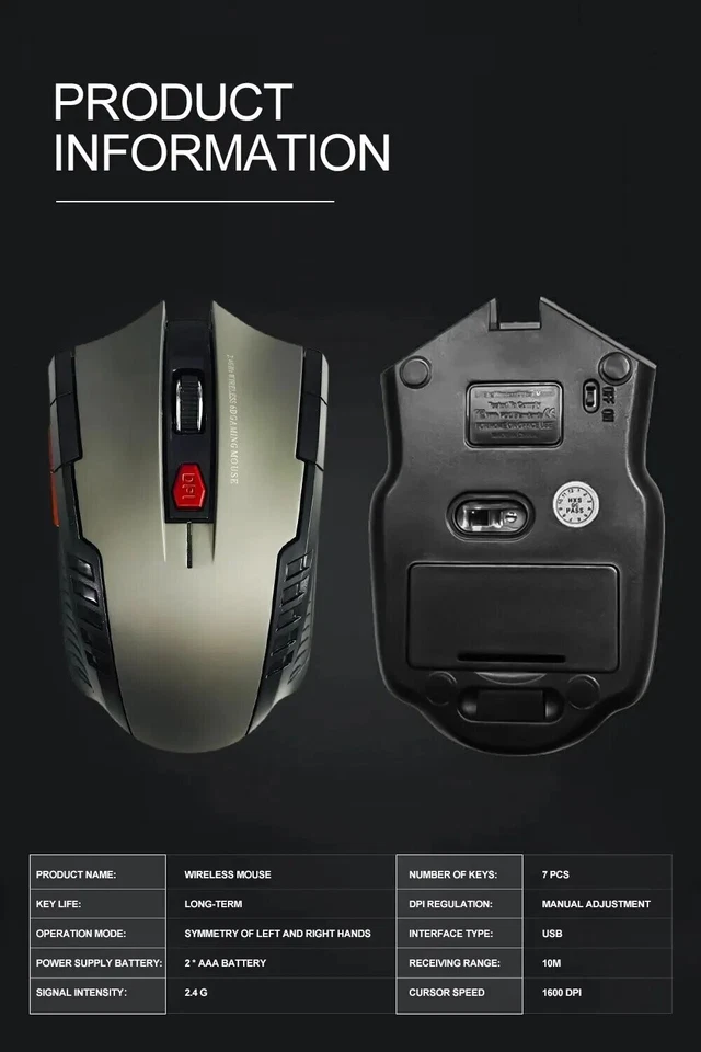 Funk maus gaming kabellos USB für Pc, Laptop, Computer Wireless Mouse USB - Bild 2 von 4