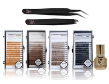 Eyebrow Extensions Kit with Mink Eyebrows Trays & Tweezer and Brow Glue