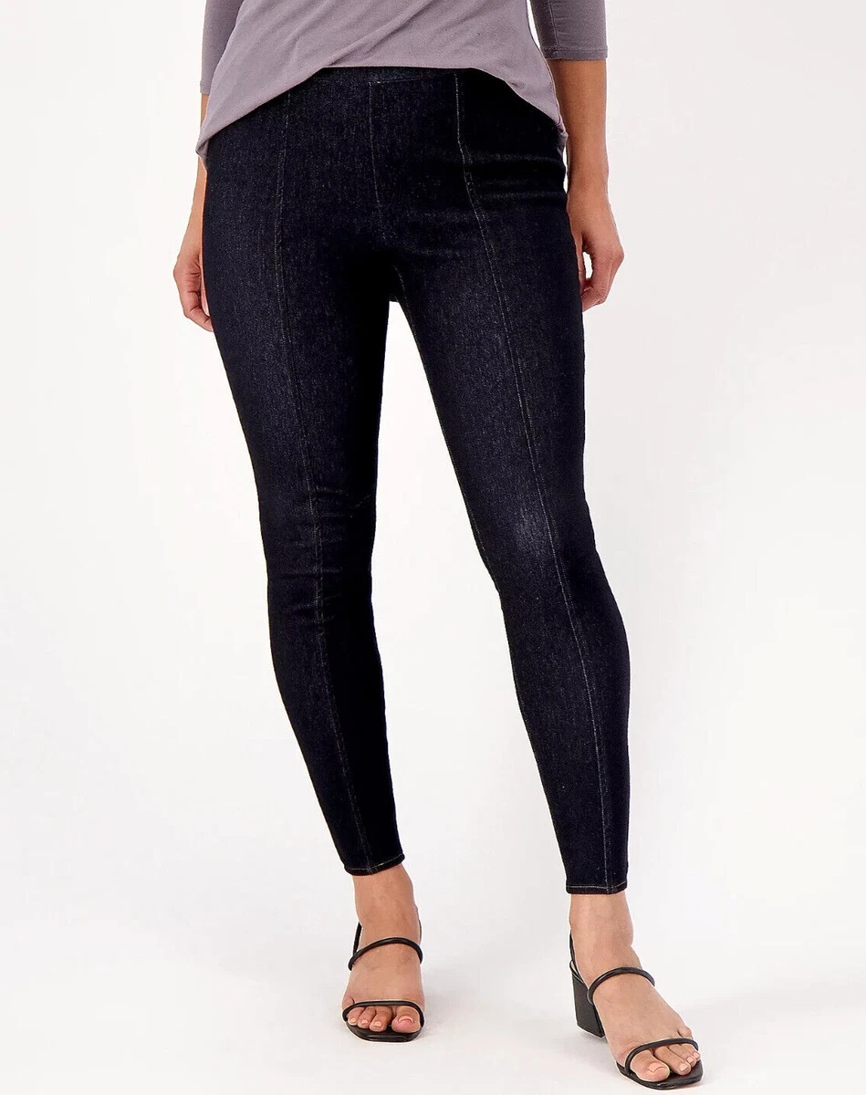 LOGO by Lori Goldstein Seamed Knit Denim Leggings- Indigo Rinse