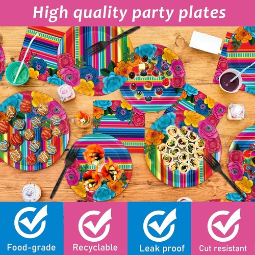 98 Pcs Mexican Fiesta Party Supplies Mexican Theme Tableware Set Cinco De May... - Picture 5 of 5
