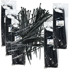 500 Pack Cable Ties Tie Wraps Plastic Nylon Zip Ties Strong Extra Long NEW 12"