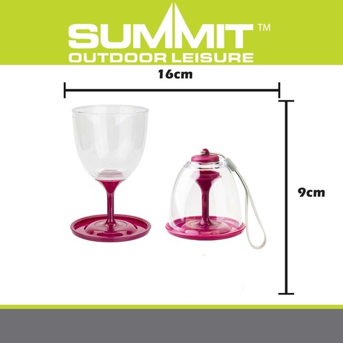 Collapsible Wine Glasses Pack Away 9cm x 16cm- 10oz / 285ml Berry X 1 Pack of 2 - Picture 2 of 7
