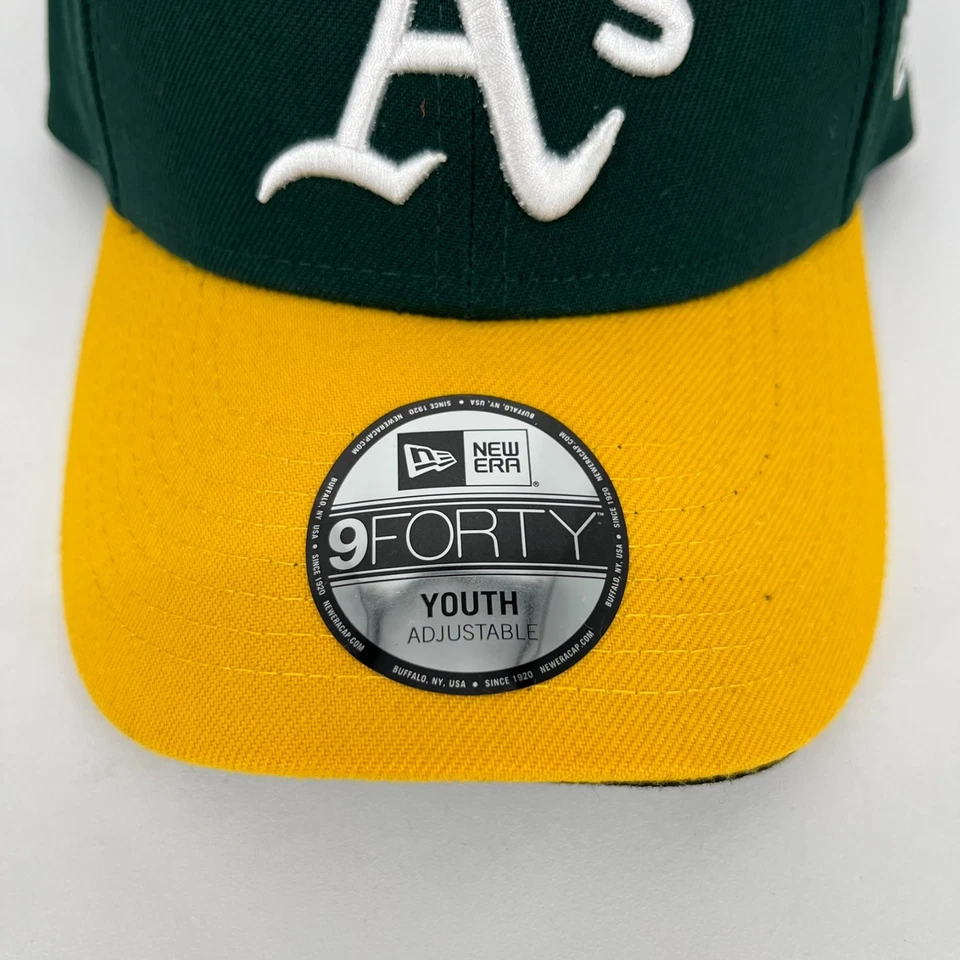 New Era Oakland Athletics Strapback Hat Youth Size Green Yellow A's New NWT - Image 4 of 4