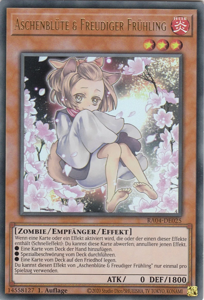YU-GI-OH, ASCHENBLÜTE & FREUDIGER FRÜHLING, UR, RA04-DE025, 1. Auflage, TOP - Bild 1 von 1