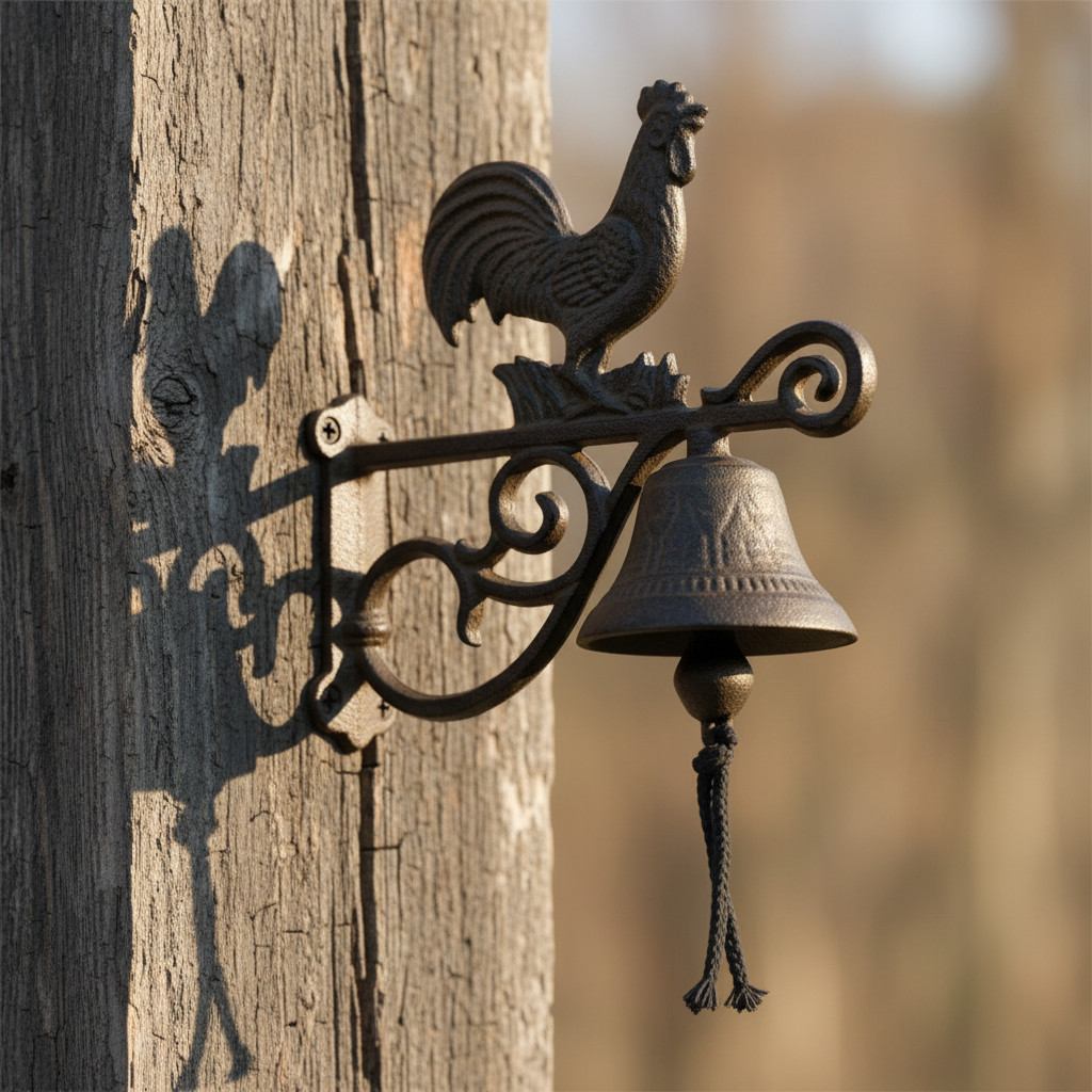 Farmhouse Cast Iron Rooster Doorbell, Rustic Countryside Wel