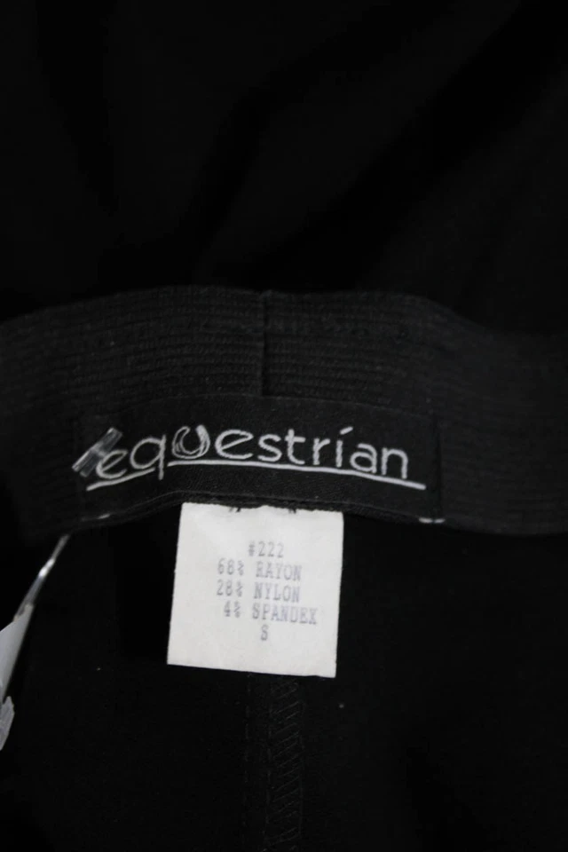Pantalones para mujer Equestrian cintura elástica pierna recta botones negros talla S Foto 4 de 4