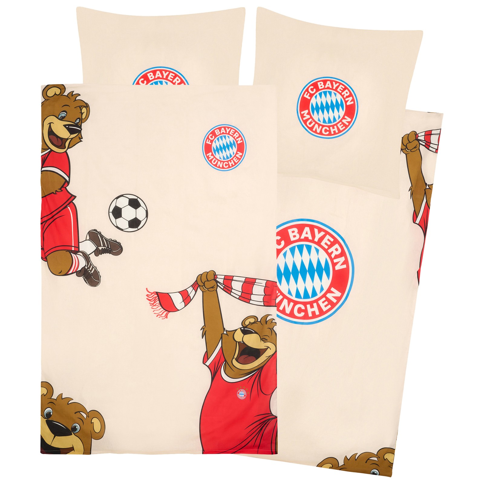 FC Bayern München Berni Kinder Bettwäsche Beige-Rot