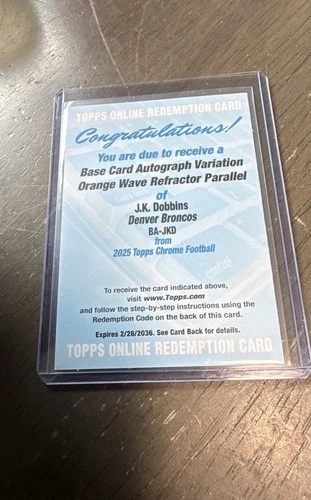 2025 Topps Chrome J.K. Dobbins Orange Wave Refractor (RAW)